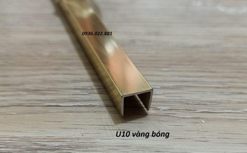 NẸP NHÔM U10A 2 nẹp nhôm U 10x10mm vàng bóng