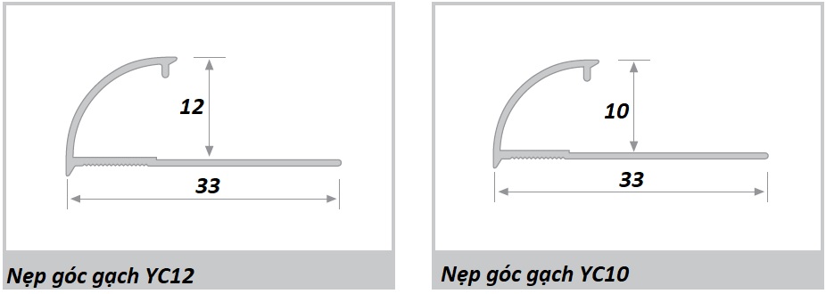 Nẹp bo tròn góc tường gạch 2 Nẹp góc ốp gạch YC- bản vẽ kĩ thuật