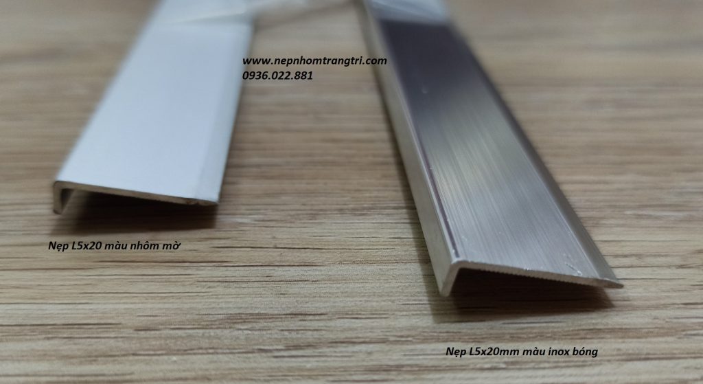 Nẹp nhôm chữ L5x17 màu nhôm và inox