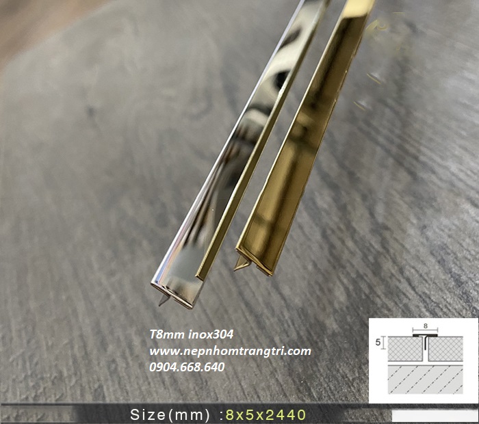 Nẹp inox T8mm