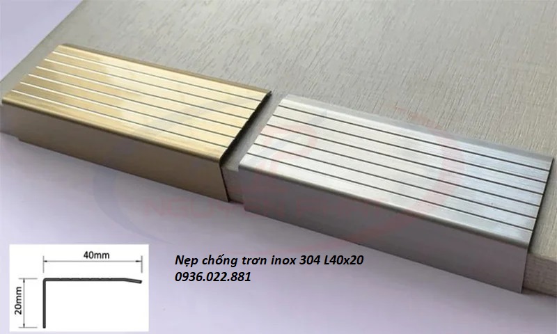 nẹp chống trơn inox 304 L40x20