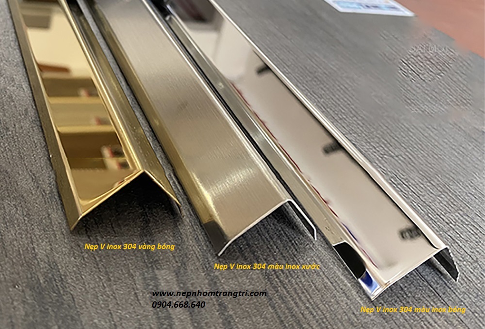 Nẹp chữ V inox nhấn mép