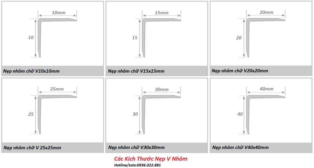 Nẹp V Nhôm Hợp Kim 2 Nẹp nhôm chữ V draw