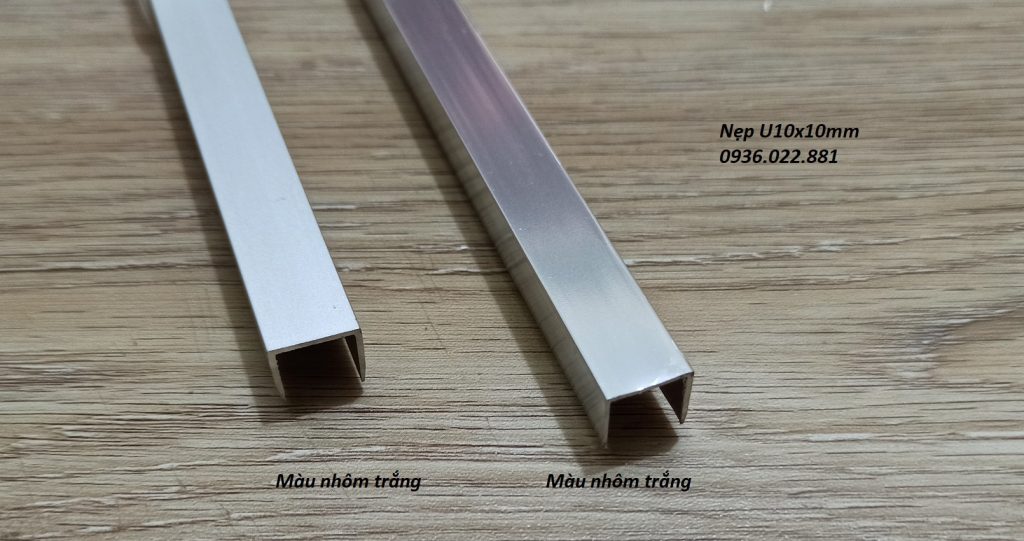 Nẹp U 10 màu nhôm, inox bóng