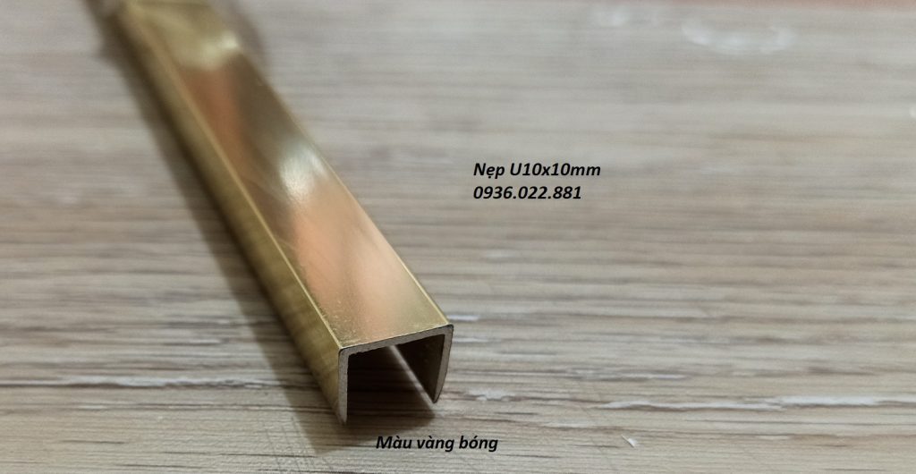 Nẹp U 10 màu vàng bóng