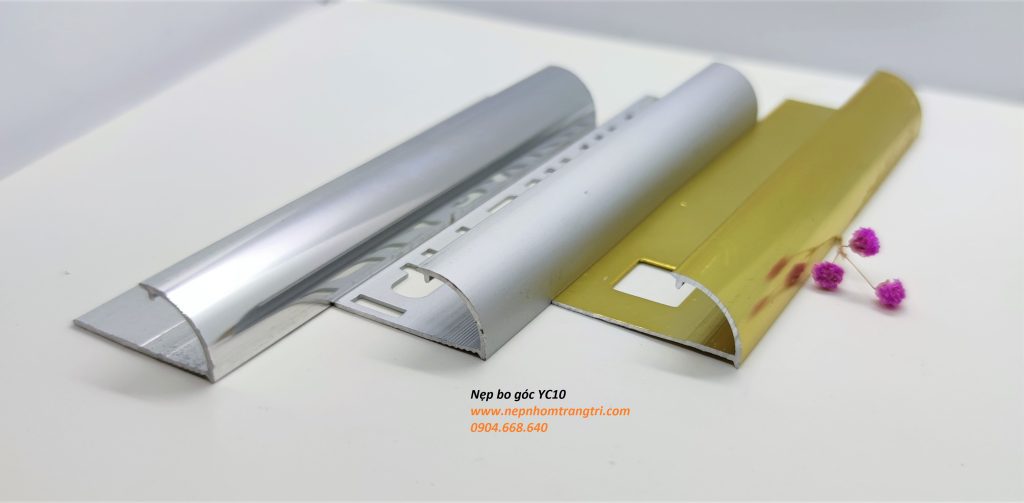 Nẹp bo tròn góc tường gạch 4 Nẹp nhôm bo góc tròn YC10