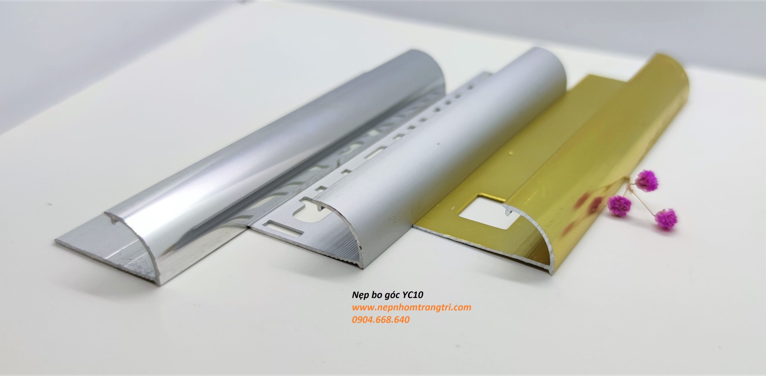 Nẹp bo tròn góc tường gạch 1 Nẹp nhôm bo góc tròn YC10